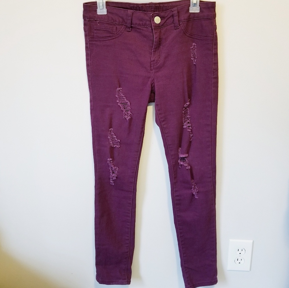 Perfect skinny jeans in wine burgundy color